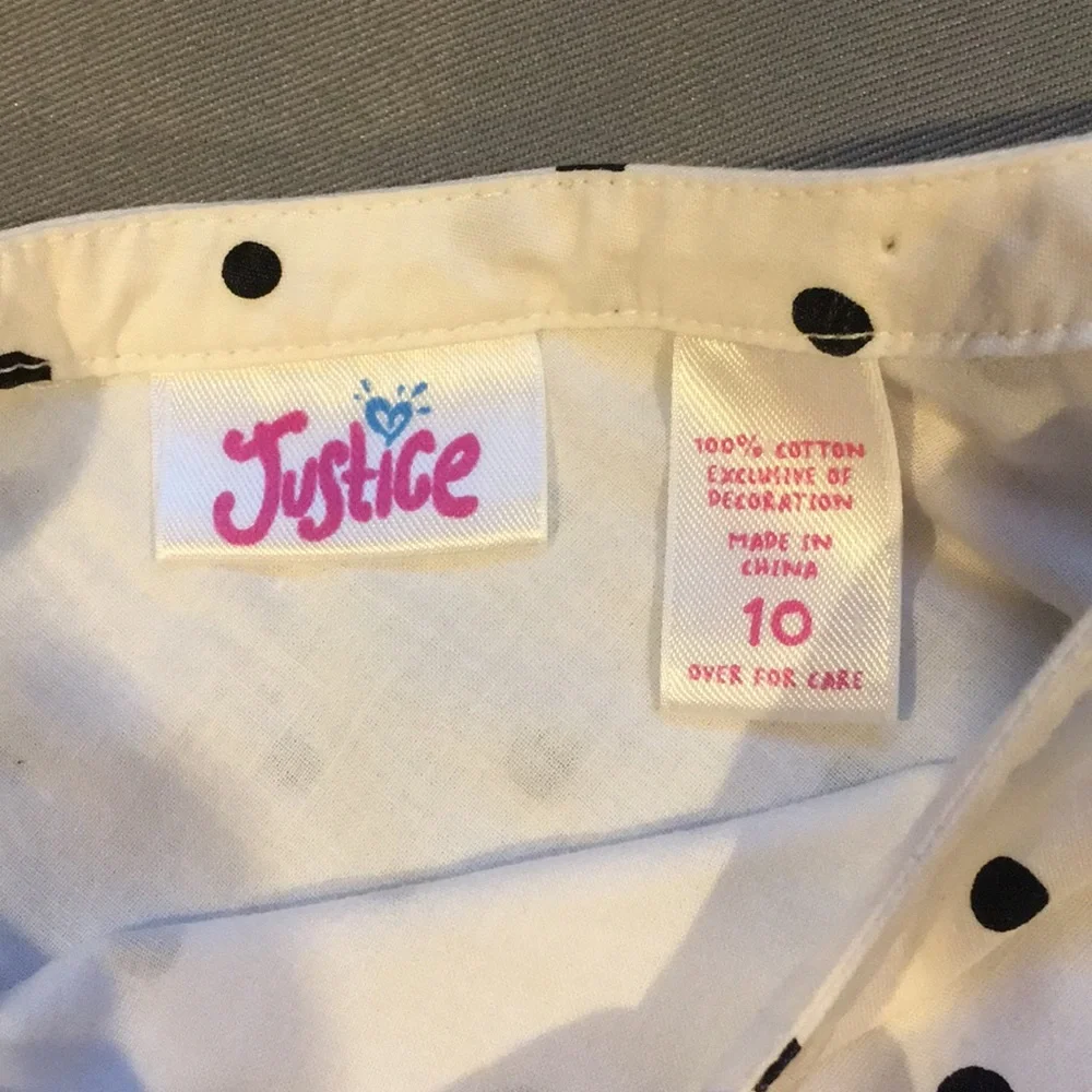 Justice Polka Dot Flower Skirt, White, Black, 10